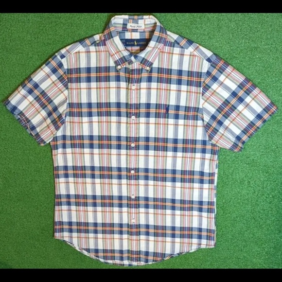 Polo Ralph Lauren Bleeding Madras Shirt Plaid Short Sleeve Button Up Mens Size M - Picture 3 of 4